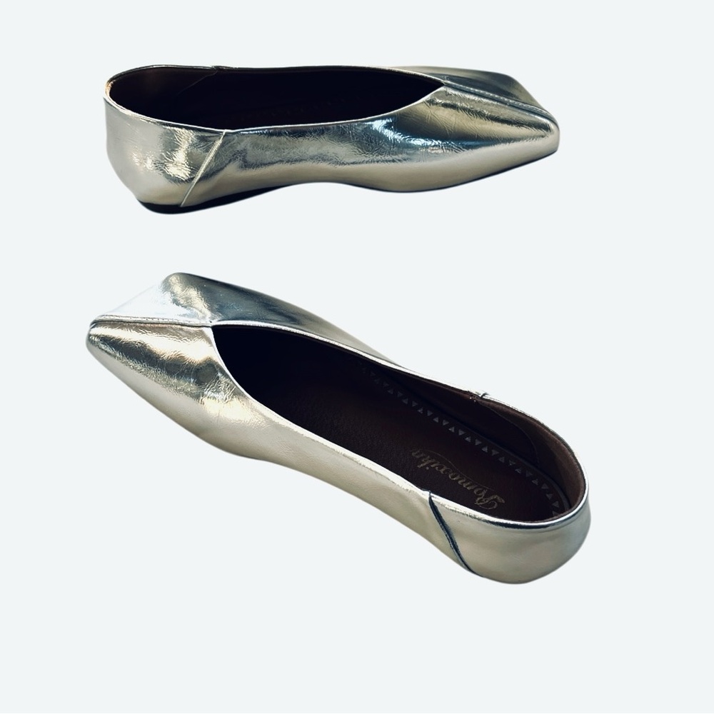 Pomoxikn Square Toe Metallic Silver Ballet Flats Women’s Size 6 - Picture 6 of 9